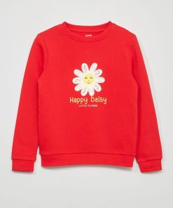 Sweat en molleton avec imprimé - Rouge