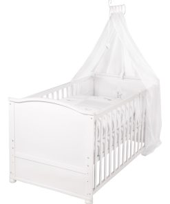 ROBA Lit bébé évolutif complet "Fox et Bunny" - 70x140 + Équipement Complet - Blanc