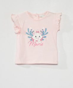 Tee-shirt imprimé 'DS' - Rose
