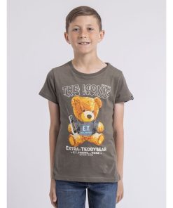 T-shirt col rond pur coton NEVERSO-J - Kaki