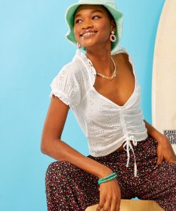 Blouse avec broderies anglaises - blanc