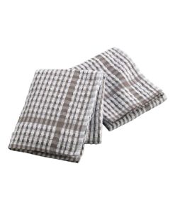 2 Serviettes torchons mineo carreau - Gris taupe