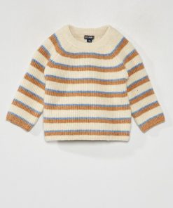 Pull en maille perlée - Beige/jaune/bleu