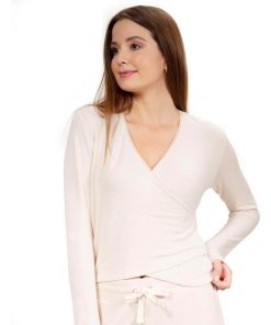 T-shirt cache-coeur Femme Beige - Beige