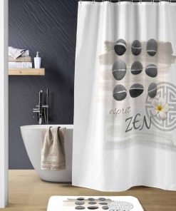 Rideau de douche polyester 180x200 Zenitude - Blanc