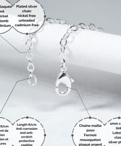 Chaîne plaquée argent - Maille 2mm - Argent