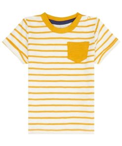 T-shirt Bébé Rayé Jaune Curry en Coton Bio - Jaune