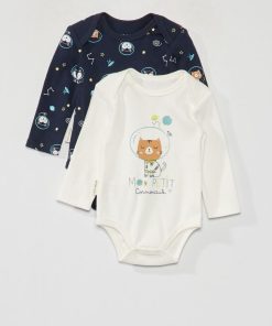 Lot de 2 bodies 'Petit Beguin' - bleu/blanc