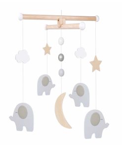 Mobile En Bois - Lit Bébé - Éléphant, Lune Et Étoiles - N/A