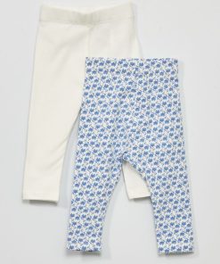 Lot de 2 leggings stretch - 2 pièces - Bleu/blanc
