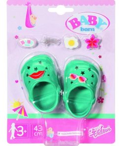 BABY born 43cm Chaussures de vacances vertes avec 6 motifs à clipser - N/A