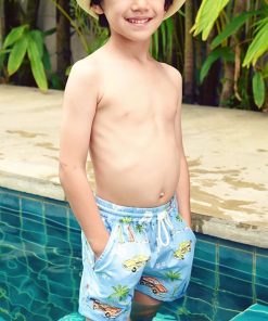 Short de bain  imprimé voitures rétro SWIMBOY - 'LA FAUTE A VOLTAIRE' - Bleu