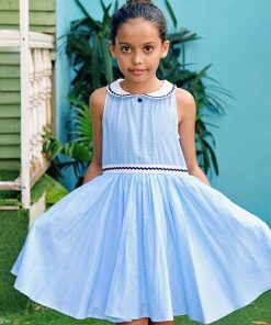 Robe Qui Tourne Fille à Pois Bleu Ciel HEPBURN - 'LA FAUTE A VOLTAIRE' - Bleu