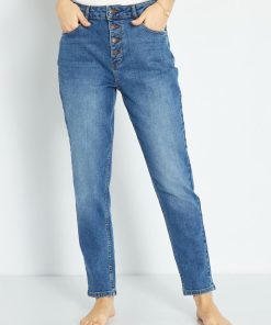 Jean mom à taille très haute - L34 - Stone