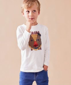 T-shirt en coton BIO avec sequins, - Blanc