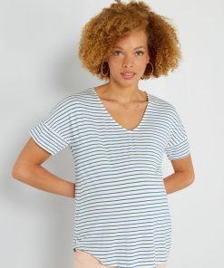 T-shirt grossesse rayé - Bleu