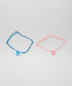 Collier ras de cou élastique - Bleu/rose