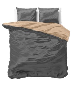 Parure de Lit Satin Réversible Gris Anthracite / Taupe - Gris