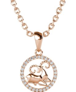 Pendentifs Zodiaque Belier - Or Rosé et Cristal - Transparent