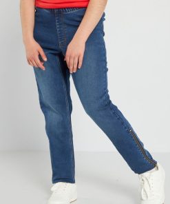 Jean droit à taille haute - facile à enfiler - Bleu