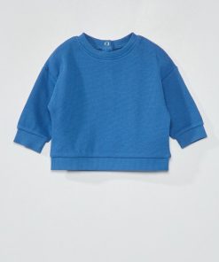 Sweat en maille gaufrée - Bleu
