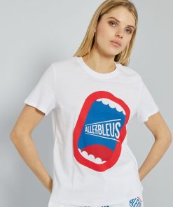 T-shirt en jersey - Allez Les Bleus - Blanc