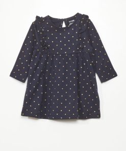 Robe évasée motif coeurs - Marine coeur