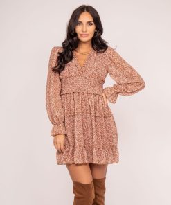 Robe courte motifs ISMAELLE - Rouge brique