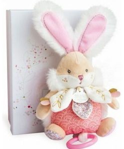 Coffret peluche musicale rose Lapin de sucre (20 cm) - Rose