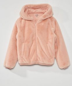 Manteau effet fourrure - Rose