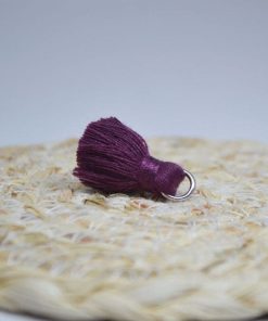 Gros Pendentif Pompon Coton Anneau Acier Inox - Bola Grossesse Diy - Pourpre - Violet prune
