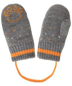 Moufles Enfant 2/4 ans broderie Ours Gris - Gris