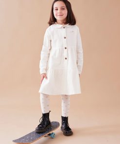 Robe en velours côtelé, - Blanc