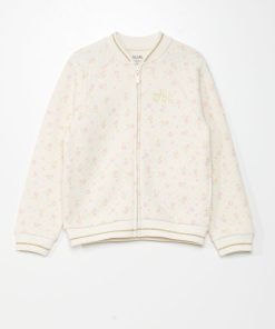 Sweat zippée effet matelassé - BLANC
