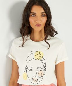 T-shirt en jersey imprimé - Blanc