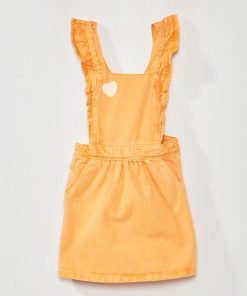 Robe salopette en jean - Orange