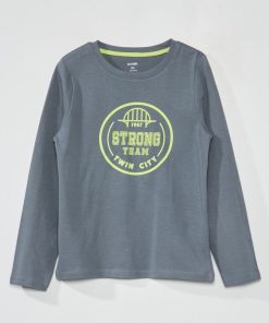 Tee-shirt à manches longues avec imprimé - Gris