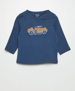 T-shirt en jersey avec imprimé - Bleu