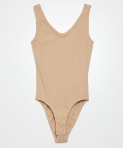 Body en maille côtelée - BEIGE