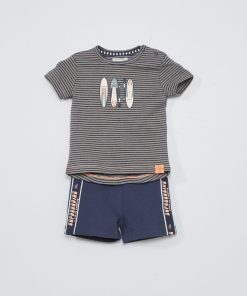 Ensemble tee-shirt paddle + short - 2 pièces - Gris/bleu
