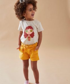 T-shirt petite fille à courtes manches, chiné - Beige