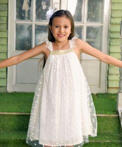 Robe cérémonie bohème  tulle  ALIZEE - 'LA FAUTE A VOLTAIRE' - Blanc Doré