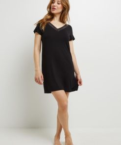 Camille nuisette manches courtes viscose - Noir