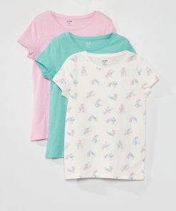 Lot de 3 t-shirts en jersey à col rond - Blanc