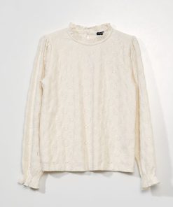 T-shirt en maille ajourée - Blanc