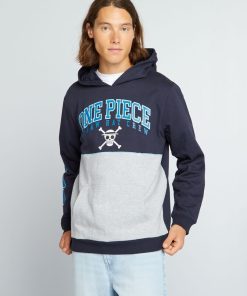 Sweat en molleton 'One Piece' à capuche - Bleu