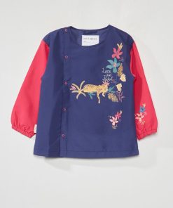 Tablier manches courtes - rose/bleu