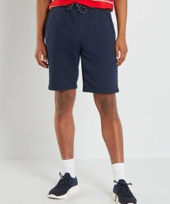 Bermuda en molleton avec poches zippées - Bleu marine