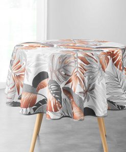 Nappe ronde Collection feuilles Alianor - Blanc