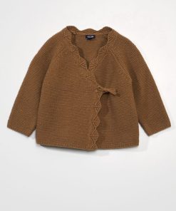Gilet cache-coeur en point mousse - Beige